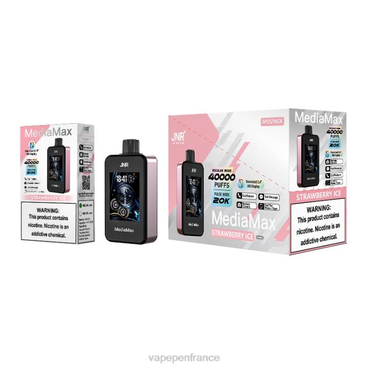 Vape France - glace à la fraise JNR MediaMax 40 000 bouffées RDP417